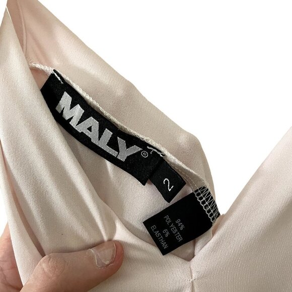 Maly sleeveless powder pink high low ruffle top summer v-neck business casual - Picture 7 of 7